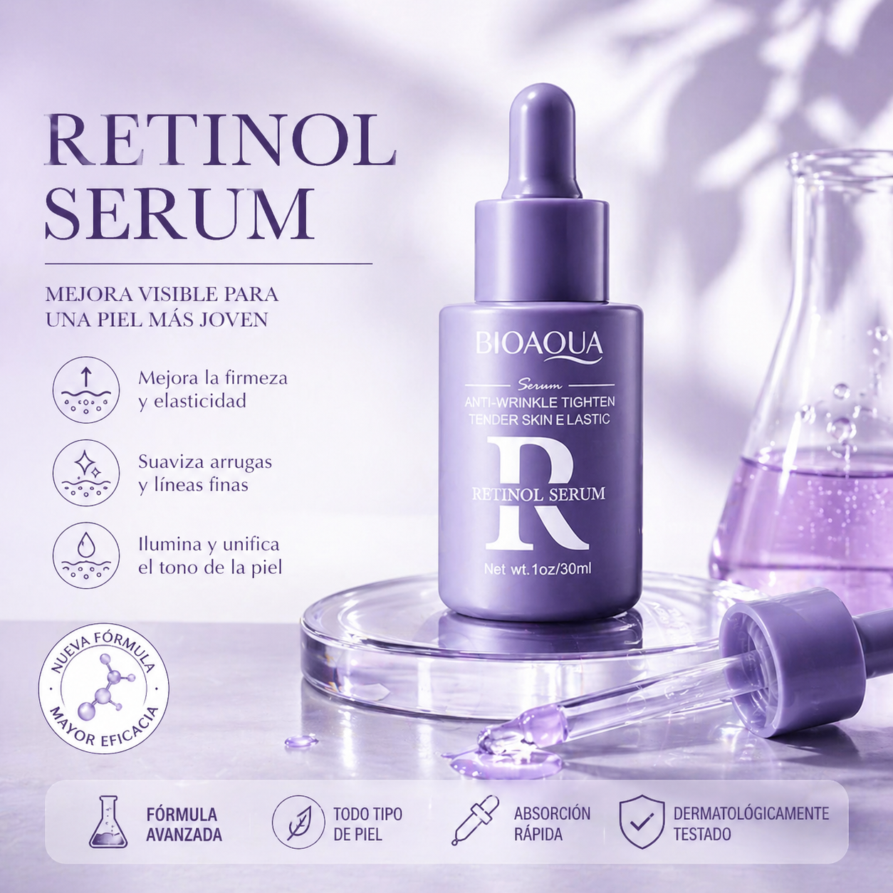 Sérum Facial Antiarrugas con Retinol y Ácido Hialurónico 30ml BIOAQUA